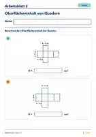 Vorschau - Arbeitsblätter - Oberflächeninhalt von Quadern Klasse 5 Gymnasium | Mathematik Sekundarstufe I | 10 Arbeitsblätter mit Lösungen als PDF - Seite 2