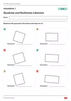 Vorschau - Arbeitsblätter - Quadrate und Rechtecke erkennen Klasse 5 Gymnasium | Mathematik Sekundarstufe I | 10 Arbeitsblätter mit Lösungen als PDF - Seite 1