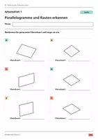 Vorschau - Arbeitsblätter - Parallelogramme und Rauten erkennen Klasse 5 Gymnasium | Mathematik Sekundarstufe I | 10 Arbeitsblätter mit Lösungen als PDF - Seite 1