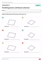 Vorschau - Arbeitsblätter - Parallelogramme und Rauten erkennen Klasse 5 Gymnasium | Mathematik Sekundarstufe I | 10 Arbeitsblätter mit Lösungen als PDF - Seite 2