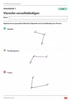 Vorschau - Arbeitsblätter - Vierecke vervollständigen Klasse 5 Gymnasium | Mathematik Sekundarstufe I | 10 Arbeitsblätter mit Lösungen als PDF - Seite 1