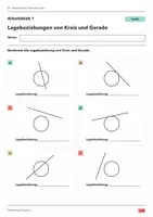 Vorschau - Arbeitsblätter - Lagebeziehungen von Kreis und Gerade Klasse 5 Gymnasium | Mathematik Sekundarstufe I | 10 Arbeitsblätter mit Lösungen als PDF - Seite 1