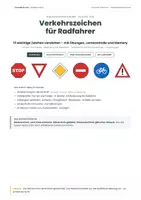 Vorschau - Arbeitsblätter - Verkehrszeichen für Radfahrer Kl. 3/4 - Deckblatt