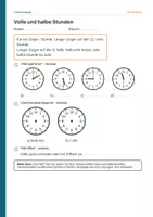 Vorschau - Arbeitsblätter - Gratis Arbeitsblatt Uhr lesen Klasse 2 | Volle und halbe Stunden mit Lösung - Deckblatt