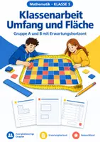 Vorschau - Test - Klassenarbeit Umfang und Fläche Klasse 5 - Deckblatt