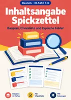 Vorschau - Arbeitsblätter - Inhaltsangabe Spickzettel Klasse 7-8 - Deckblatt