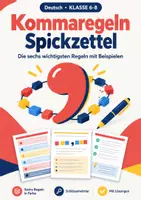 Vorschau - Arbeitsblätter - Kommaregeln Spickzettel Klasse 6-8 - Deckblatt