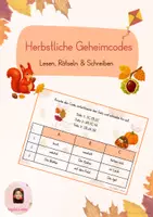Vorschau - Arbeitsblätter - Herbstliche Geheimcodes-Lesen,Rätseln,Schreiben - Deckblatt