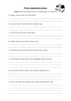 Vorschau - Arbeitsblätter - Arbeitsblatt: Wörter alphabetisch ordnen & Anordnung der Wörter im Duden (Wörterbuch) - Seite 1