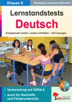 Vorschau - Unterrichtsreihen - Lernstandstests Deutsch Klasse 8 | VERA 8 Nachhilfe Förderunterricht | 31 Tests, Grammatik, Rechtschreibung, Satzglieder, Aktiv Passiv, Konjunktiv, Wortarten, Lesen, Schreiben | differenzierte Übungen Arbeitsblätter Kopiervorlagen mit Lösungen - Deckblatt
