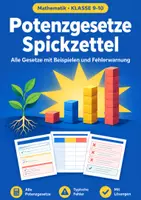 Vorschau - Arbeitsblätter - Potenzgesetze Spickzettel Klasse 9-10 - Deckblatt