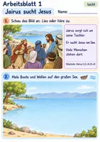 Vorschau - Arbeitsblätter - Jesus hilft der Tochter des Jairus | Religion Klasse 1 Arbeitsblätter | Evangelische Religionslehre | 10 Arbeitsblätter als PDF - Seite 1