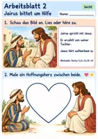 Vorschau - Arbeitsblätter - Jesus hilft der Tochter des Jairus | Religion Klasse 1 Arbeitsblätter | Evangelische Religionslehre | 10 Arbeitsblätter als PDF - Seite 2