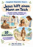 Vorschau - Arbeitsblätter - Jesus hilft einem Mann am Teich | Religion Klasse 1 Arbeitsblätter | Evangelische Religionslehre | 10 Arbeitsblätter als PDF - Deckblatt