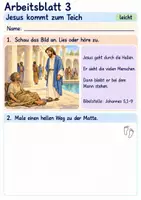 Vorschau - Arbeitsblätter - Jesus hilft einem Mann am Teich | Religion Klasse 1 Arbeitsblätter | Evangelische Religionslehre | 10 Arbeitsblätter als PDF - Seite 3