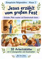 Vorschau - Arbeitsblätter - Jesus erzählt vom großen Fest | Religion Klasse 1 Arbeitsblätter | Evangelische Religionslehre | 10 Arbeitsblätter als PDF - Deckblatt