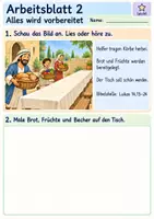 Vorschau - Arbeitsblätter - Jesus erzählt vom großen Fest | Religion Klasse 1 Arbeitsblätter | Evangelische Religionslehre | 10 Arbeitsblätter als PDF - Seite 2