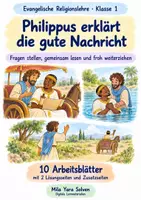 Vorschau - Arbeitsblätter - Philippus erklärt die gute Nachricht | Religion Klasse 1 Arbeitsblätter | Evangelische Religionslehre | 10 Arbeitsblätter als PDF - Deckblatt