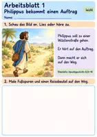 Vorschau - Arbeitsblätter - Philippus erklärt die gute Nachricht | Religion Klasse 1 Arbeitsblätter | Evangelische Religionslehre | 10 Arbeitsblätter als PDF - Seite 1