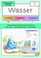 Vorschau - Stationenlernen - Wasser Klasse 4 | HSU & Sachunterricht · Stationenlernen mit Lösungen zur Probevorbereitung - Deckblatt