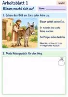 Vorschau - Arbeitsblätter - Bileams Esel sieht den Weg | Religion Klasse 1 Arbeitsblätter | Evangelische Religionslehre | 10 Arbeitsblätter als PDF - Seite 1