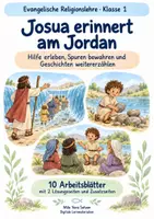 Vorschau - Arbeitsblätter - Josua erinnert am Jordan | Religion Klasse 1 Arbeitsblätter | Evangelische Religionslehre | 10 Arbeitsblätter als PDF - Deckblatt