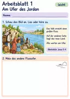 Vorschau - Arbeitsblätter - Josua erinnert am Jordan | Religion Klasse 1 Arbeitsblätter | Evangelische Religionslehre | 10 Arbeitsblätter als PDF - Seite 1