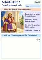 Vorschau - Arbeitsblätter - David lädt Mefi-Boschet ein | Religion Klasse 1 Arbeitsblätter | Evangelische Religionslehre | 10 Arbeitsblätter als PDF - Seite 1