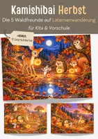 Vorschau - Bildkarten - Kamishibai Herbst Geschichte für Kita & Vorschule | Bildergeschichte der 5 Waldfreunde | Herbstgeschichte Bildkarten + Text A3 & A4 - Deckblatt