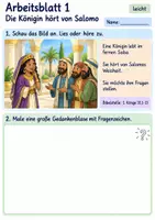 Vorschau - Arbeitsblätter - Die Königin von Saba besucht Salomo | Religion Klasse 1 Arbeitsblätter | Evangelische Religionslehre | 10 Arbeitsblätter als PDF - Seite 1
