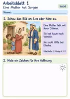 Vorschau - Arbeitsblätter - Elischa und das Öl der Witwe | Religion Klasse 1 Arbeitsblätter | Evangelische Religionslehre | 10 Arbeitsblätter als PDF - Seite 1