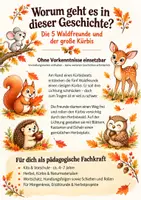 Vorschau - Bildkarten - Herbst Kamishibai Geschichte für Kita & Vorschule | Die 5 Waldfreunde und der große Kürbis | Herbstgeschichte mit Bildkarten + Text A3 & A4 - Seite 1