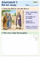 Vorschau - Arbeitsblätter - Hiskia betet um Hilfe | Religion Klasse 1 Arbeitsblätter | Evangelische Religionslehre | 10 Arbeitsblätter als PDF - Seite 3