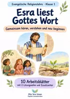 Vorschau - Arbeitsblätter - Esra liest Gottes Wort | Religion Klasse 1 Arbeitsblätter | Evangelische Religionslehre | 10 Arbeitsblätter als PDF - Deckblatt