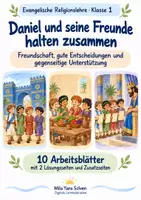 Vorschau - Arbeitsblätter - Daniel und seine Freunde halten zusammen | Religion Klasse 1 Arbeitsblätter | Evangelische Religionslehre | 10 Arbeitsblätter als PDF - Deckblatt