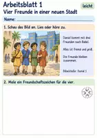 Vorschau - Arbeitsblätter - Daniel und seine Freunde halten zusammen | Religion Klasse 1 Arbeitsblätter | Evangelische Religionslehre | 10 Arbeitsblätter als PDF - Seite 1