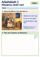 Vorschau - Arbeitsblätter - Jesus begegnet Nikodemus | Religion Klasse 1 Arbeitsblätter | Evangelische Religionslehre | 10 Arbeitsblätter als PDF - Seite 1