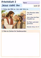 Vorschau - Arbeitsblätter - Jesus hilft einem gehörlosen Mann | Religion Klasse 1 Arbeitsblätter | Evangelische Religionslehre | 10 Arbeitsblätter als PDF - Seite 2