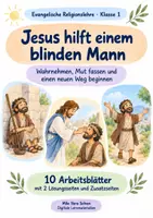 Vorschau - Arbeitsblätter - Jesus hilft einem blinden Mann | Religion Klasse 1 Arbeitsblätter | Evangelische Religionslehre | 10 Arbeitsblätter als PDF - Deckblatt