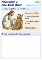 Vorschau - Arbeitsblätter - Jesus hilft einem blinden Mann | Religion Klasse 1 Arbeitsblätter | Evangelische Religionslehre | 10 Arbeitsblätter als PDF - Seite 2