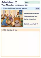Vorschau - Arbeitsblätter - Jesus richtet eine Frau auf | Religion Klasse 1 Arbeitsblätter | Evangelische Religionslehre | 10 Arbeitsblätter als PDF - Seite 2