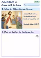 Vorschau - Arbeitsblätter - Jesus richtet eine Frau auf | Religion Klasse 1 Arbeitsblätter | Evangelische Religionslehre | 10 Arbeitsblätter als PDF - Seite 3