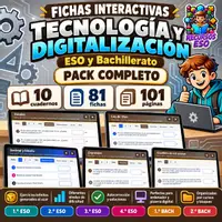 Vista previa - Hojas de trabajo - PACK Fichas Interactivas de Tecnología y Digitalización - Portada