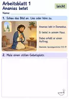Vorschau - Arbeitsblätter - Ananias hilft Saulus | Religion Klasse 1 Arbeitsblätter | Evangelische Religionslehre | 10 Arbeitsblätter als PDF - Seite 1