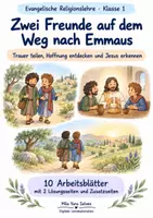 Vorschau - Arbeitsblätter - Zwei Freunde auf dem Weg nach Emmaus | Religion Klasse 1 Arbeitsblätter | Evangelische Religionslehre | 10 Arbeitsblätter als PDF - Deckblatt