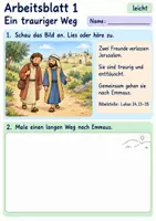 Vorschau - Arbeitsblätter - Zwei Freunde auf dem Weg nach Emmaus | Religion Klasse 1 Arbeitsblätter | Evangelische Religionslehre | 10 Arbeitsblätter als PDF - Seite 1