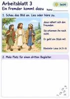 Vorschau - Arbeitsblätter - Zwei Freunde auf dem Weg nach Emmaus | Religion Klasse 1 Arbeitsblätter | Evangelische Religionslehre | 10 Arbeitsblätter als PDF - Seite 3