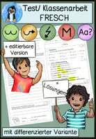 Vorschau - Arbeitsblätter - Klassenarbeit & Test FRESCH – alle 5 Rechtschreibstrategien | Klasse 3 & 4 | Verlängern, Ableiten, Merkwörter, Groß- & Kleinschreibung, Schwingen - Deckblatt