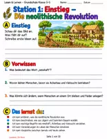Vorschau - Stundenentwürfe - Die neolithische Revolution | Vom Jagen & Sammeln zum Ackerbau | Lernstationen 3.–5. Klasse + Lösungen - Seite 1