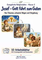 Vorschau - Arbeitsblätter - Josef – Gott führt zum Guten | Religion Klasse 2 Arbeitsblätter | Evangelische Religionslehre | 10 Arbeitsblätter als PDF - Deckblatt
